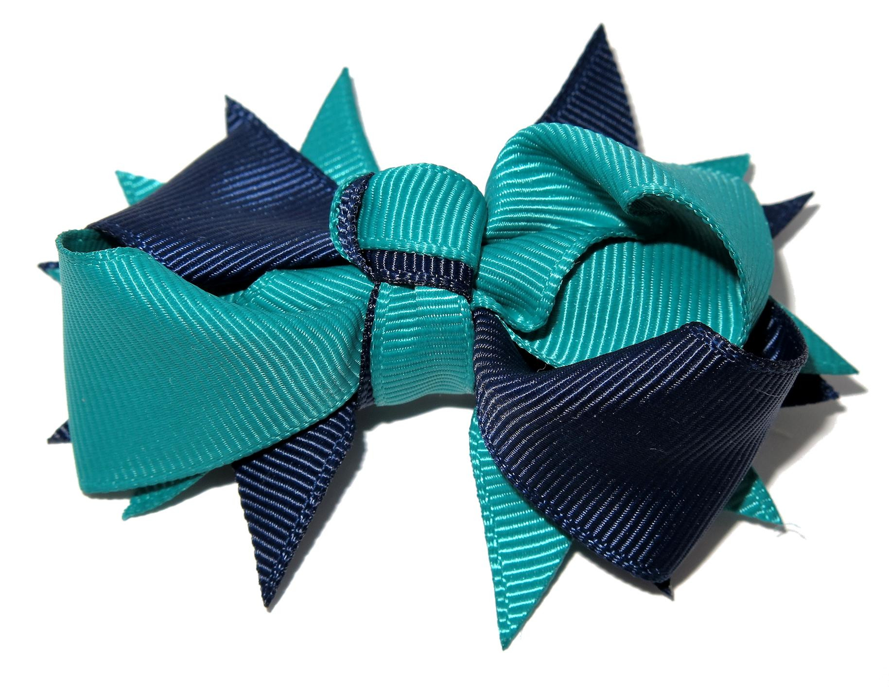 School Colours Hair Accessories Spiky Bow Navy Mallard Navy Blue Hair