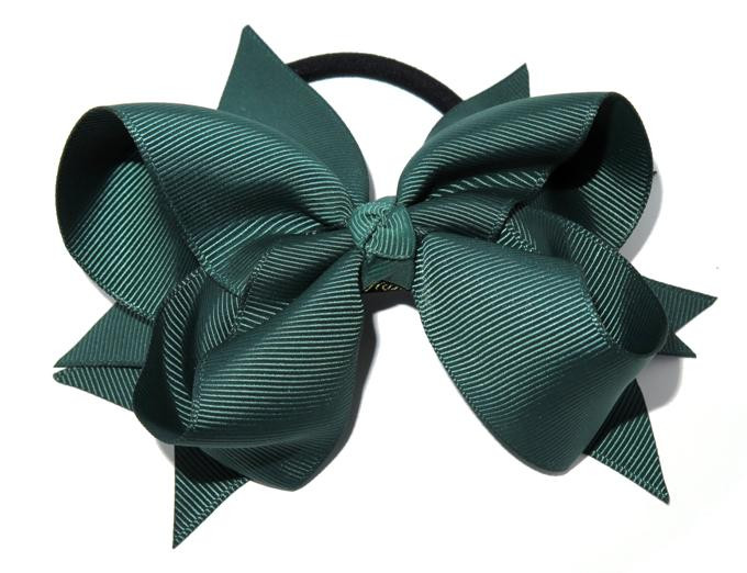 School Colours Hair Accessories XL Grosgrain Bow Tie Green Green Hair