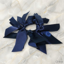 Lg Satin Scrunchie Navy Blue