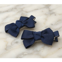 Navy Blue Prep School Bows - Pack of 2