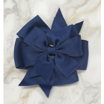 Navy Blue Pin Wheel Bow Clip