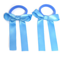 Sky Blue Satin Pony Bows - Pack of 2 
