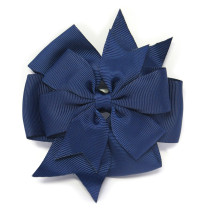 Navy Blue Pin Wheel Bow Clip