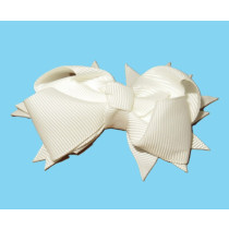 Spiky Bow Clip White