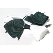 Spiky Bow Clip Green White