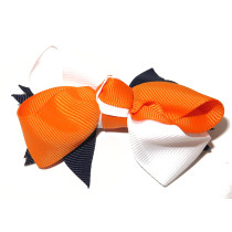 Spiky Bow Clip Navy Orange White