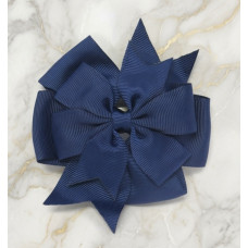 Navy Blue Pin Wheel Bow Clip