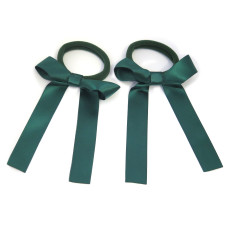 Green Satin Pony Bows - Pack of 2 