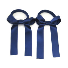Navy Blue Satin Pony Bows - Pack of 2 