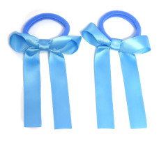 Sky Blue Satin Pony Bows - Pack of 2 
