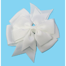 White Pin Wheel Bow Clip