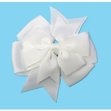 White Pin Wheel Bow Clip