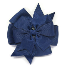 Navy Blue Pin Wheel Bow Clip