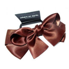 Large Satin Bow Tie Brown