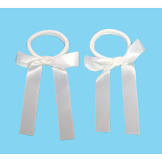 White Satin Pony Bows - Pack of 2 